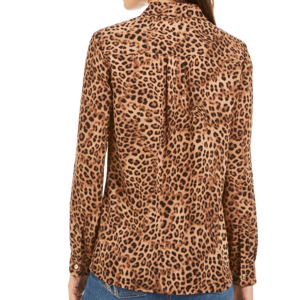 XXL Charter Club animal print button front shirt with rool tab sleeves like new - Picture 2 of 10